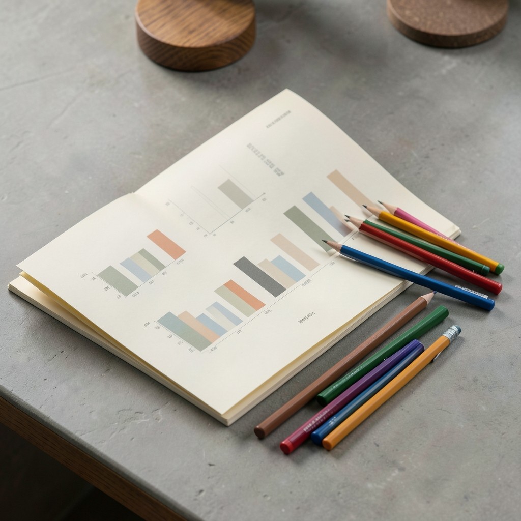 Printed partner performance review booklet open beside colored markers